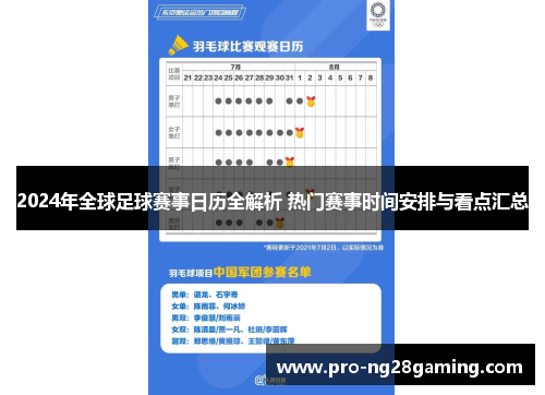 2024年全球足球赛事日历全解析 热门赛事时间安排与看点汇总